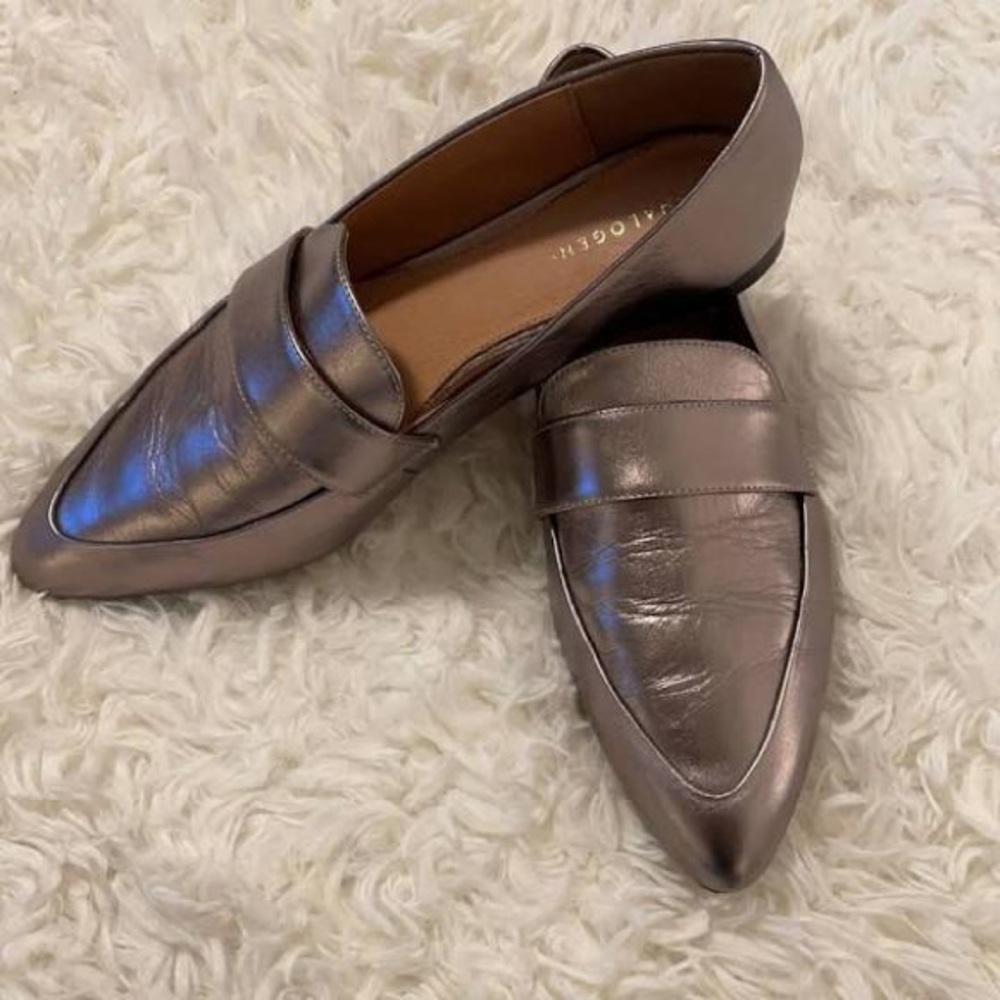Halogen Silver Metallic Loafers Size 7M